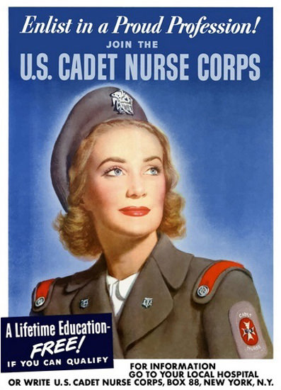 US Cadet Nurse Corps Enlist In Proud Profession | Vintage War Propaganda Posters 1891-1970