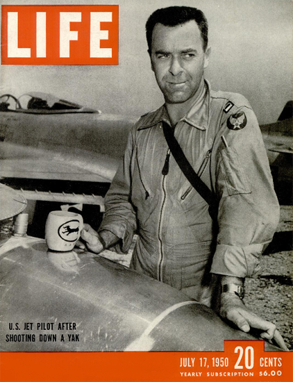US Jet Pilot after shooting down YAK 17 Jul 1950 Copyright Life Magazine | Life Magazine BW Photo Covers 1936-1970