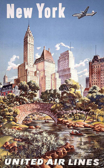 United Air Lines New York 1947 | Vintage Travel Posters 1891-1970