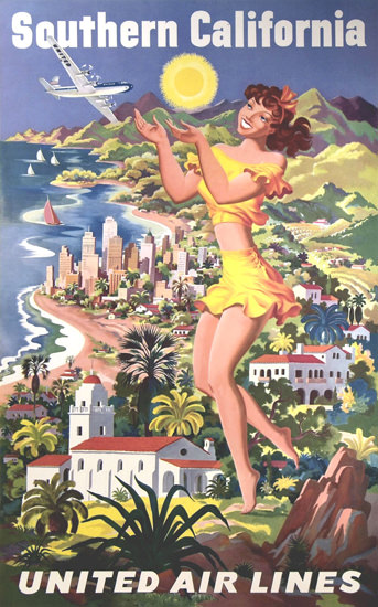 United Air Lines Southern California 1950 | Sex Appeal Vintage Ads and Covers 1891-1970