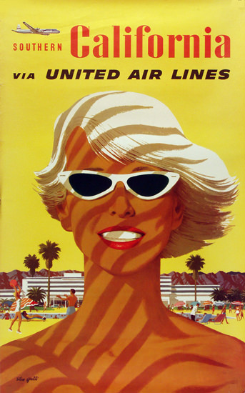 United Air Lines Southern California Girl 1955 | Sex Appeal Vintage Ads and Covers 1891-1970