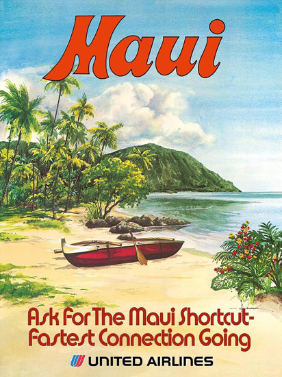 United Airlines Hawaii Maui | Vintage Travel Posters 1891-1970