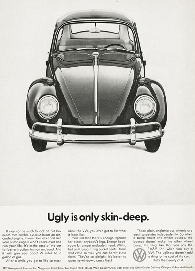 VW Volkswagen 1966 Ugly Is Only Skin-Deep | Sex Appeal Vintage Ads and Covers 1891-1970