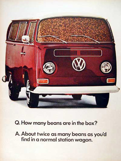 VW Volkswagen 1968 How Many Beans In Box | Vintage Cars 1891-1970