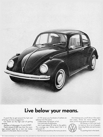 VW Volkswagen 1968 Live Below Your Means | Vintage Cars 1891-1970