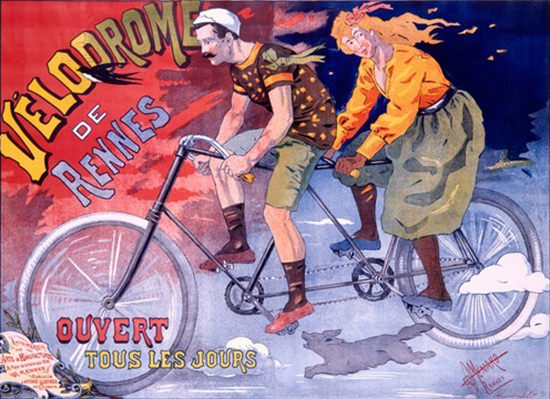 Velodrome De Rennes Tandem And Dog Menard | Vintage Travel Posters 1891-1970