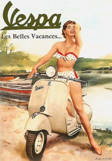 Vespa Pin Up Girl Les Belles Vacances | Sex Appeal Vintage Ads and Covers 1891-1970