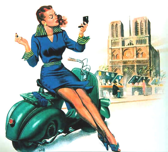Vespa Pin-Up Girl March 1951 | Sex Appeal Vintage Ads and Covers 1891-1970