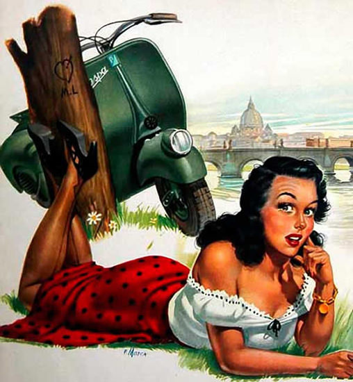 Vespa Pin-Up Girl May 1951 | Sex Appeal Vintage Ads and Covers 1891-1970