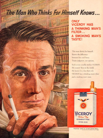 Viceroy The Man Who Thinks For Himself 1958 | Sex Appeal Vintage Ads and Covers 1891-1970
