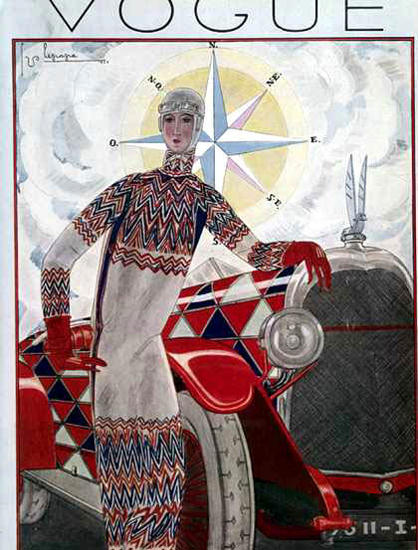 Vogue Copyright 1925 Compass Rose Lady Wonderful Car | Sex Appeal Vintage Ads and Covers 1891-1970