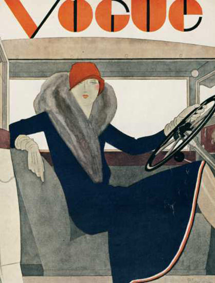 Vogue Cover Copyright 1929 Driving Lady | Sex Appeal Vintage Ads and Covers 1891-1970