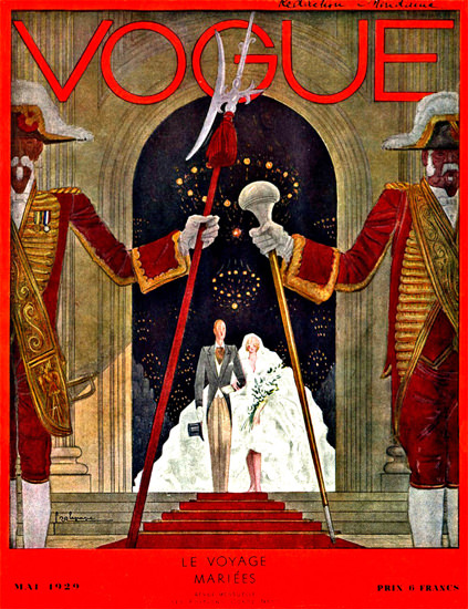 Vogue Cover Copyright 1929 France Le Voyage Mariees | Vintage Ad and Cover Art 1891-1970