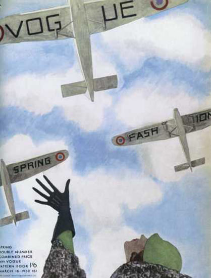 Vogue Cover Copyright 1932 Spring Fashion Airplanes | Vintage Ad and Cover Art 1891-1970