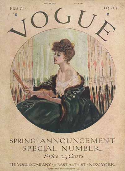 Vogue Magazine Cover 1907-02-21 Copyright | Vogue Magazine Graphic Art Covers 1902-1958