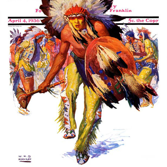 WHD Koerner Saturday Evening Post Warrior 1936_04_04 Copyright crop | Best of Vintage Cover Art 1900-1970