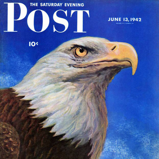 WW Calvert Saturday Evening Post Bald Eagle 1942_06_13 Copyright crop | Best of 1940s Ad and Cover Art