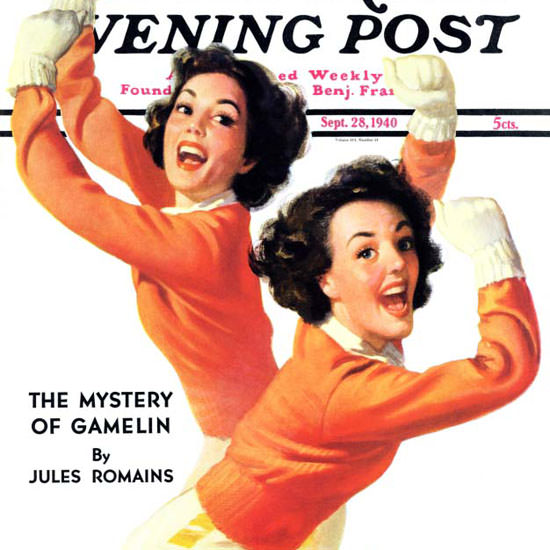 Walt Otto Saturday Evening Post Cheerleaders 1940_09_28 Copyright crop | Best of 1940s Ad and Cover Art