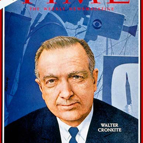 Walter Cronkite Time Magazine 1966-10 by Robert Vickrey crop | Best of 1960s Ad and Cover Art