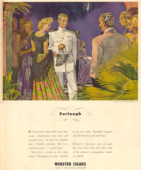 Webster Cigars Furlough 1943 | Sex Appeal Vintage Ads and Covers 1891-1970