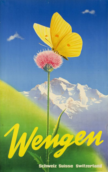 Wengen Switzerland  1950s Swiss Alps | Vintage Travel Posters 1891-1970