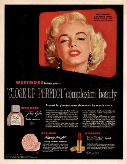 Westmore Close-Up Perfect Marilyn Monroe 1954 | Sex Appeal Vintage Ads and Covers 1891-1970