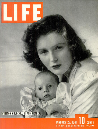 Winston Churchill II and Mother 27 Jan 1941 Copyright Life Magazine | LIFE Photo b/w Winston Churchill II and Mother 27 Jan 1941 Copyright Life Magazine | Life Magazine BW Photo Covers 1936-1970