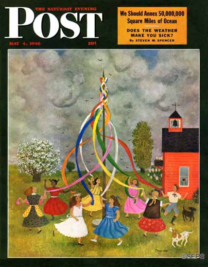 WomenArt Doris Lee Saturday Evening Post Maypole Dance 1946_05_04 | 69 Women Cover Artists and 826 Covers 1902-1970