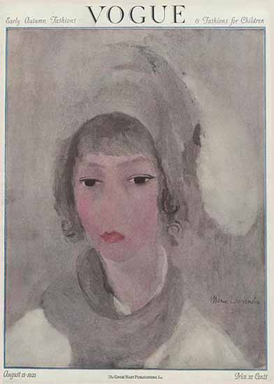 WomenArt Marie Laurencin Cover Vogue 1923-08-15 Copyright | 69 Women Cover Artists and 826 Covers 1902-1970