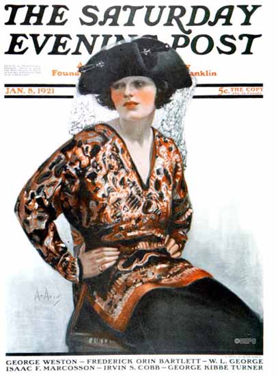 WomenArt Neysa McMein Cover Saturday Evening Post 1921_01_08 | 69 Women Cover Artists and 826 Covers 1902-1970