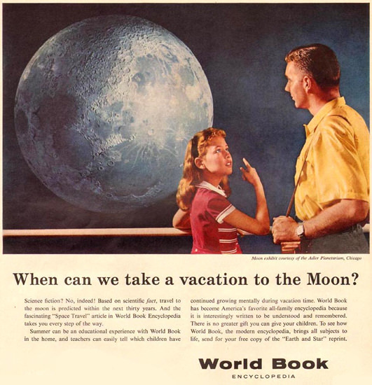 World Book Encyclopedia Moon 1957 | Vintage Ad and Cover Art 1891-1970