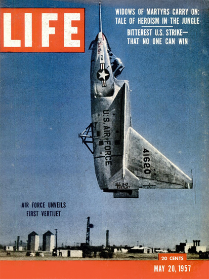 X-13 balances itself on Jet Exhaust 20 May 1957 Copyright Life Magazine | Life Magazine Color Photo Covers 1937-1970