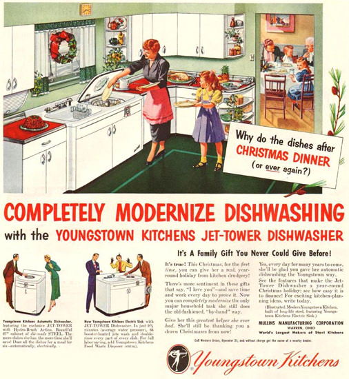 Youngstown Kitchens Christmas Dinner 1950 | Vintage Ad and Cover Art 1891-1970
