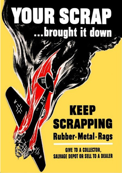 Your Scrap Brought It Down Shut Down Bomber | Vintage War Propaganda Posters 1891-1970