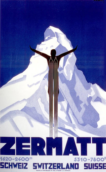 Zermatt Schweiz Switzerland Suisse 1931 | Vintage Travel Posters 1891-1970