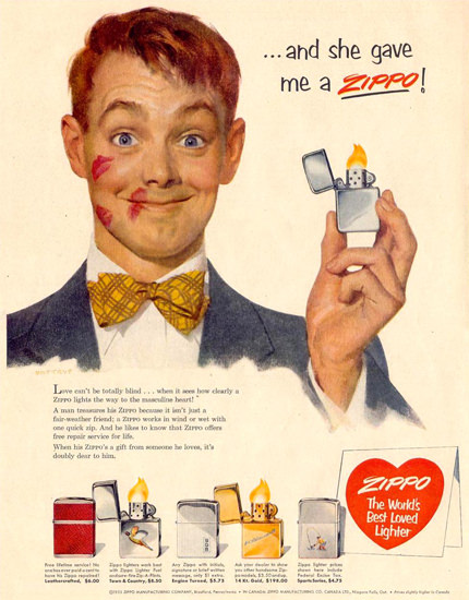 Zippo And She Gave Me A Zippo 1953 | Sex Appeal Vintage Ads and Covers 1891-1970