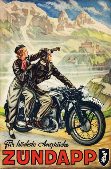 Zuendapp Motorcycles 1935 | Vintage Travel Posters 1891-1970